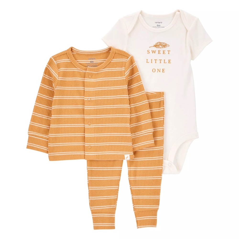 Carter’s Baby Boys & Girls 3-Piece Bodysuit, Cardigan & Leggings Set – Size 6 Mo